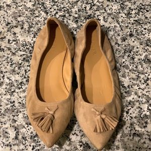 J Crew flats, taupe, size 8, tassel flats
